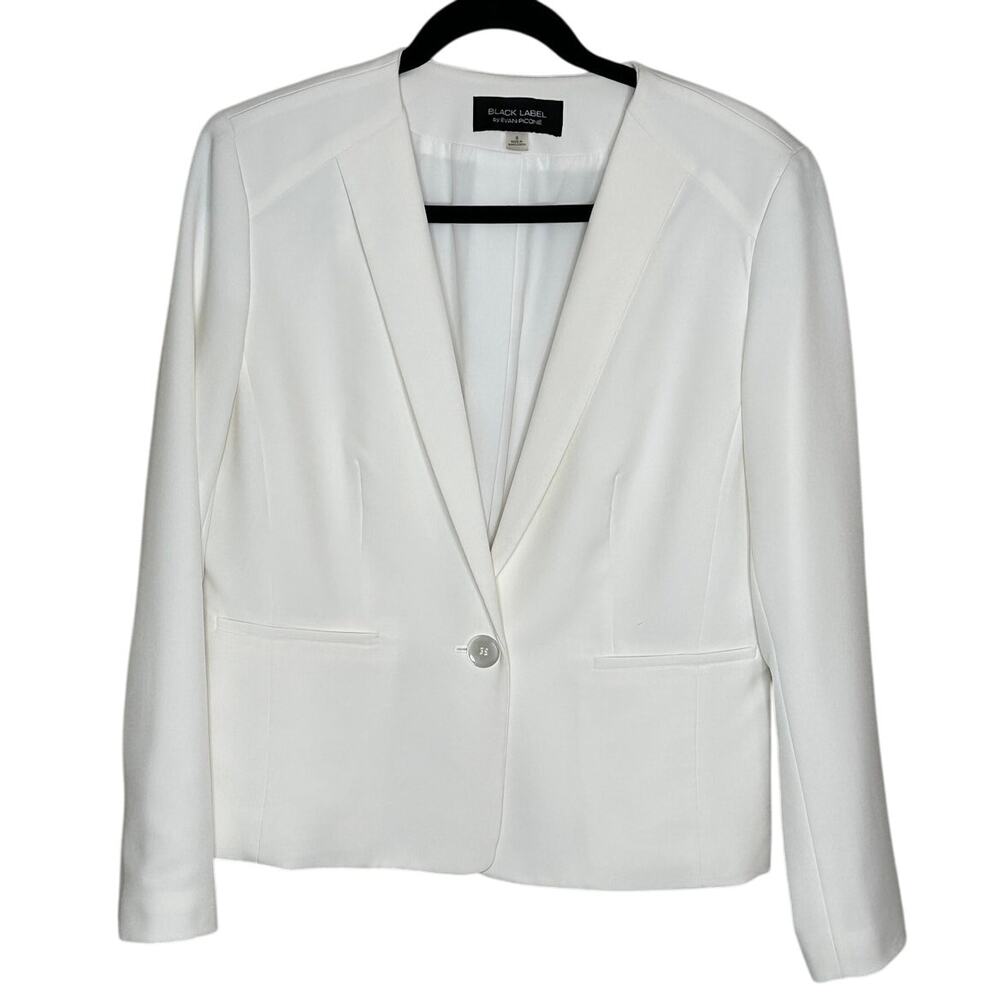 Evan Picone Black Label White Blazer Long Sleeve Office Business Professional 8